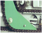 Chain tensioners and Supporting elements in a conveyor system